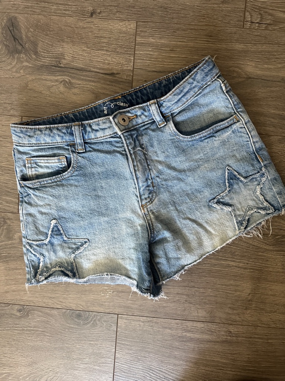 art class Light Wash Denim Shorts with Star Patches